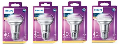 4x Philips R63 Spot Reflektor 3W = 40W E27 warmweiß 36° 210lm EEK: (Spektr A-G)