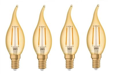 4x Osram LED Vintage 1906 Windstoß Kerze 1,4W =13W E14 EEK: (Spektrum A-G)