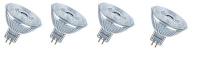 4x Osram LED MR16 Spot silber Gu5.3 12V 3,8W = 35W kaltweiß EEK: (Spektrum A-G)