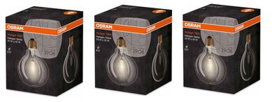 3x Osram Halogen Vintage 1906 Globe dimmbar E27 20W = 35W EEK: (Spektrum A-G)