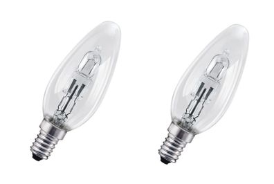 2x OSRAM Halogen Kerze ECO 64543 B E14 dimmbar 46W = 60W EEK: (Spektrum A-G)