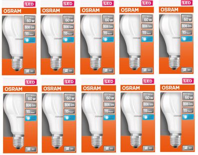 10x Osram LED Star Classic A 60 Birne E27 kaltweiß 8,5W = 60W EEK: (Spektr A-G)