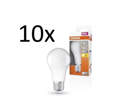 10x Osram LED Star Classic Birne E27 warmweiß 8,5W = 60W EEK: (Spektr. A-G)