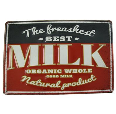 Blechschild, Reklameschild Frische Milch, Best Milk, Kneipen Schild 20x30 cm