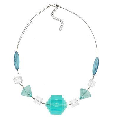 Kette Drahtkette Stufenperle aqua-transparent Kunststoffperlen 45cm