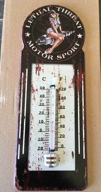 Blech Thermometer Lethal Threat Motorsport 29x10 cm Pin up