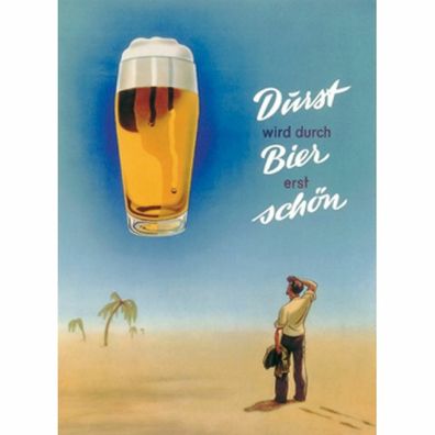 Blechschild 20x30 ovp cool + krass: Durst wird durch Bier erst schön