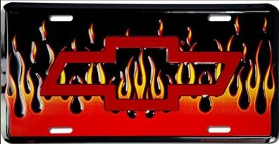 US Nummernschild Chevrolet Chevy Bowtie Flames - 30x15 cm