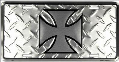 US Nummernschild IRON CROSS Diamond - 30x15 cm Eisernes Kreuz Chopper