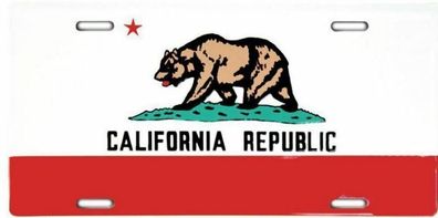 US Nummernschild California State Flag - 30x15 cm Kalifornien