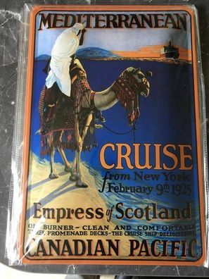 Blechschild 20x30 cm: Mediterreanean Cruise Empress of Scotland