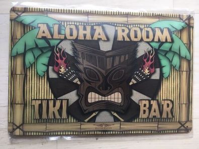 Aloha TIKI Bar Hawaii Cocktails gewölbtes Blechschild 20x30 cm Friends Fun Sun