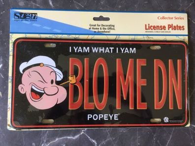 US Nummernschild Popeye I yam what i yam 30x15 cm Strong Man Spinat BLO ME DN