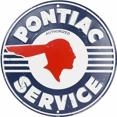 Pontiac Service Wheathered US Schild rund 30 cm Durchmesser V8 Muscle Car GTO