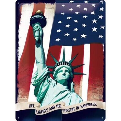 Statue of Liberty - Retro Blechschild: 30x40 geprägt (Gr. 40x30 cm)