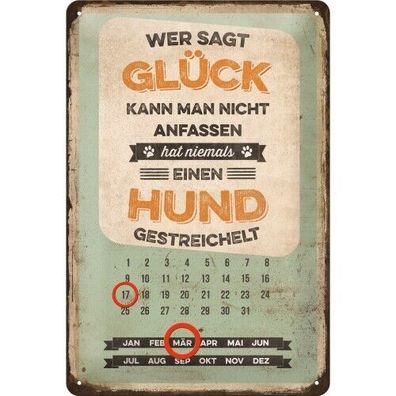 Blechschild "Hundeglück" 20x30 gewölbt motivgeprägt