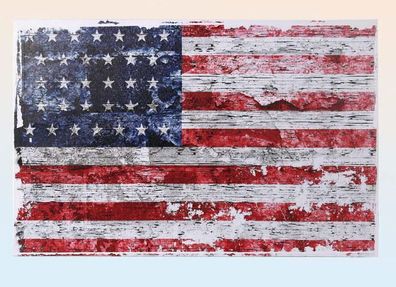 US Flagge Stars and Stripes 60x40 cm Leinen/Holzrahmen im Retro Style