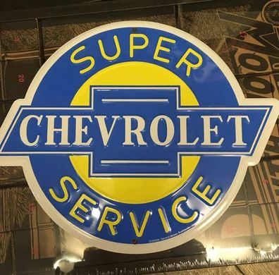 Chevrolet Super Service Bowtie US Schild rund - 12 inch / ca. 30 cm Durchmesser