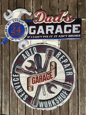 XXL Blechschild: Dads Garage - if i can t fix, it aint broke - 60 x 48 cm