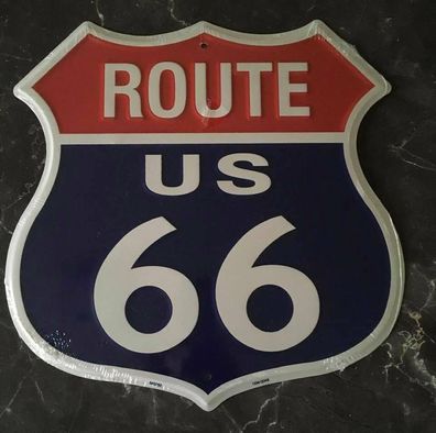 US Schild Wappen Route US 66 blau/rot Interstate 30 x 30 cm neu + ovp