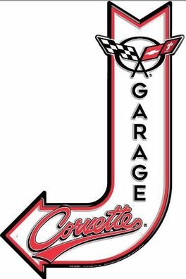 US Schild Street Sign Corvette Garage - 29 x 44 cm Vette V8 Big Block Sportscar