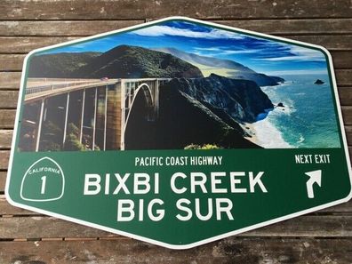 XXL Metallschild Pacific Coast Highway Bixbi Creek Big Sur 78x58cm Hwy 1