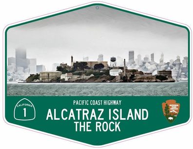 Metallschild Pacific Coast Highway San Francisco Alcatraz The Rock 29x22 Hwy 1