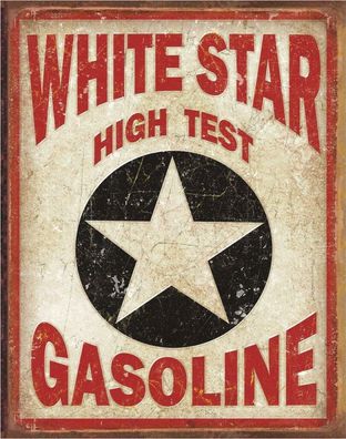 US Blechschild White Star - High Test Gasoline 30 x40 cm