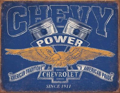 US Schild ca. 30 x 40 cm Chevy Power - American Power - American Tradition