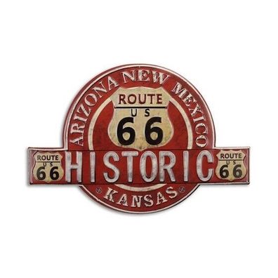 XL Blechschild: Historic Route US 66 Arizona Kansas New Mexico 50 x 34 cm (Gr. 50x34)