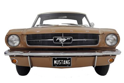 XXL US Stahl Schild ca. 66 x 33 cm Front Ford Mustang 1964 Prairie Bronze