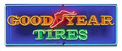 USA XL US Schild: Good Year Tires Neon Design Larry Grossman 18x45 cm