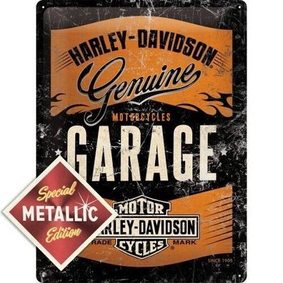 Blechschild: Harley Davidson Garage - Special Metallic Edition 30x40 ovp