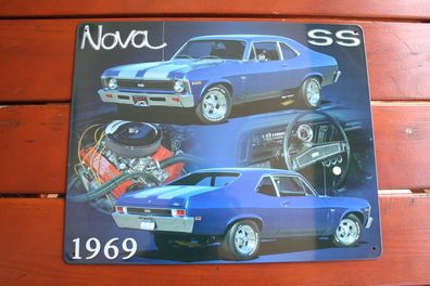 Blechschild ca 30 x 38 cm Chevrolet NOVA SS 1969 V8 Muscle Car