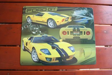 Blechschild ca 30x38 cm FORD GT - Bad Ass V8 Muscle Car