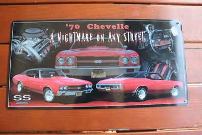 Blechschild ca 48x25 cm Chevelle 1970 Nightmare on any Street V8 Muscle Car