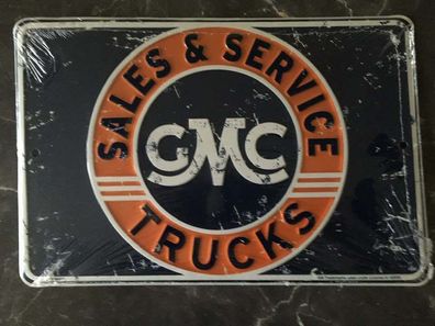 US Schild - GMC Trucks - Sales + Service ca. 20 x 30 cm