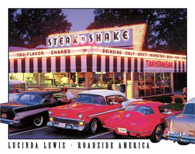 US Blechschild 30x40 Lucinda Lewis - Roadside America Steak n Shake Rosies Diner