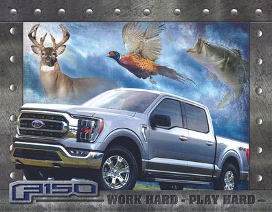 US Schild ca. 31 x 40 cm Ford F150 Work hard - play hard