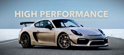 XXL Metallbild: Porsche Cayman GTS High Performance 90x40 cm Panorama Format