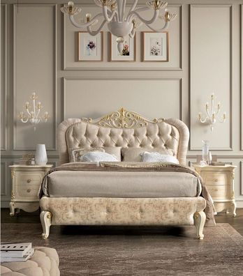 Luxus Chesterfield Bett Betten Polsterbett Doppel Italienisches Schlafzimmer Neu
