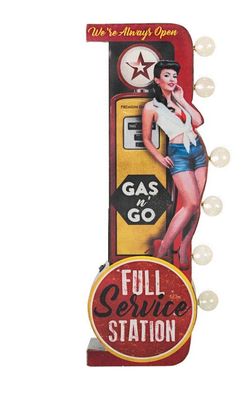 TEXACO Full Service Station & Pin-Up Girl Double Sided LED Sign ca. 22x63cm