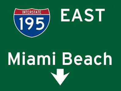 US Strassenschild Miami Beach Interstate 195 East - 78x58 cm