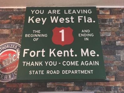 US Strassenschild You are leaving Key West US 1 Florida 58x58 cm Interstate