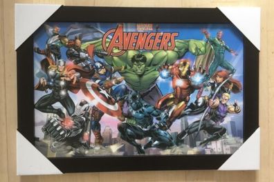 Framed Art: Avengers Hulk Cpt. America etc Holzbild ca. 33 x 48 cm incl. Rahmen