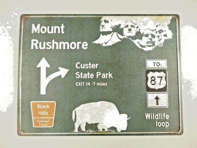 US Strassenschild Mount Rushmore 58x43 cm Custer State Park Black Hills motivgep