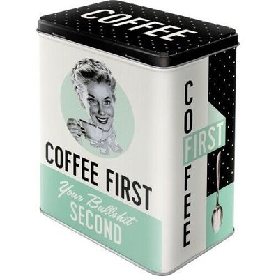 Coffee first ! Blechdose Retro Style 20x14x10cm neu+ovp