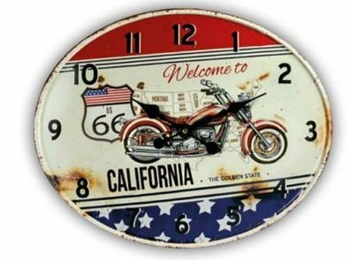 coole XL Wanduhr Route 66 - 45x39 cm Durchmesser - California