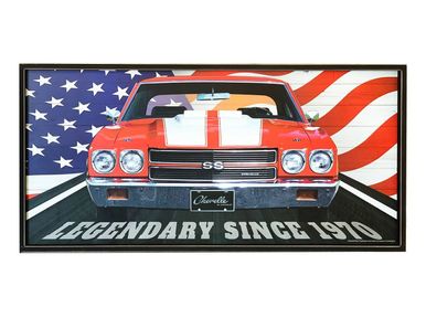 XXL Holzschild Chevrolet Chevelle Muscle Car- Legendary since 1970 - 120 x 58 cm