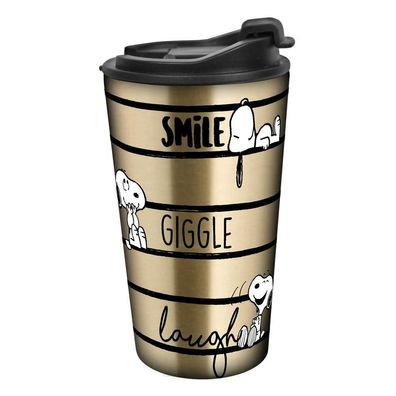 Peanuts Reisetasse Smile Giggle Laugh Snoopy - Edelstahl Coffee to Go Becher